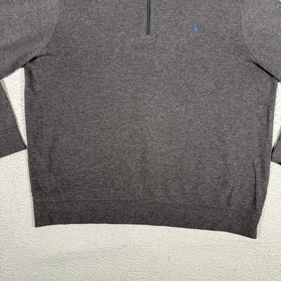 Polo Ralph Lauren Sweater Mens XL Gray 1/4 Zip Pullover Viscose Blend Preppy - Picture 3 of 12
